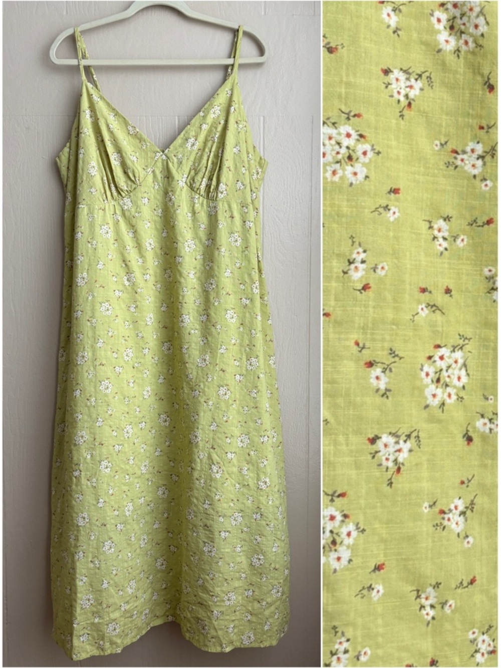 Forever 21 1X Green Boho Floral Print Lightweight Midi Dress